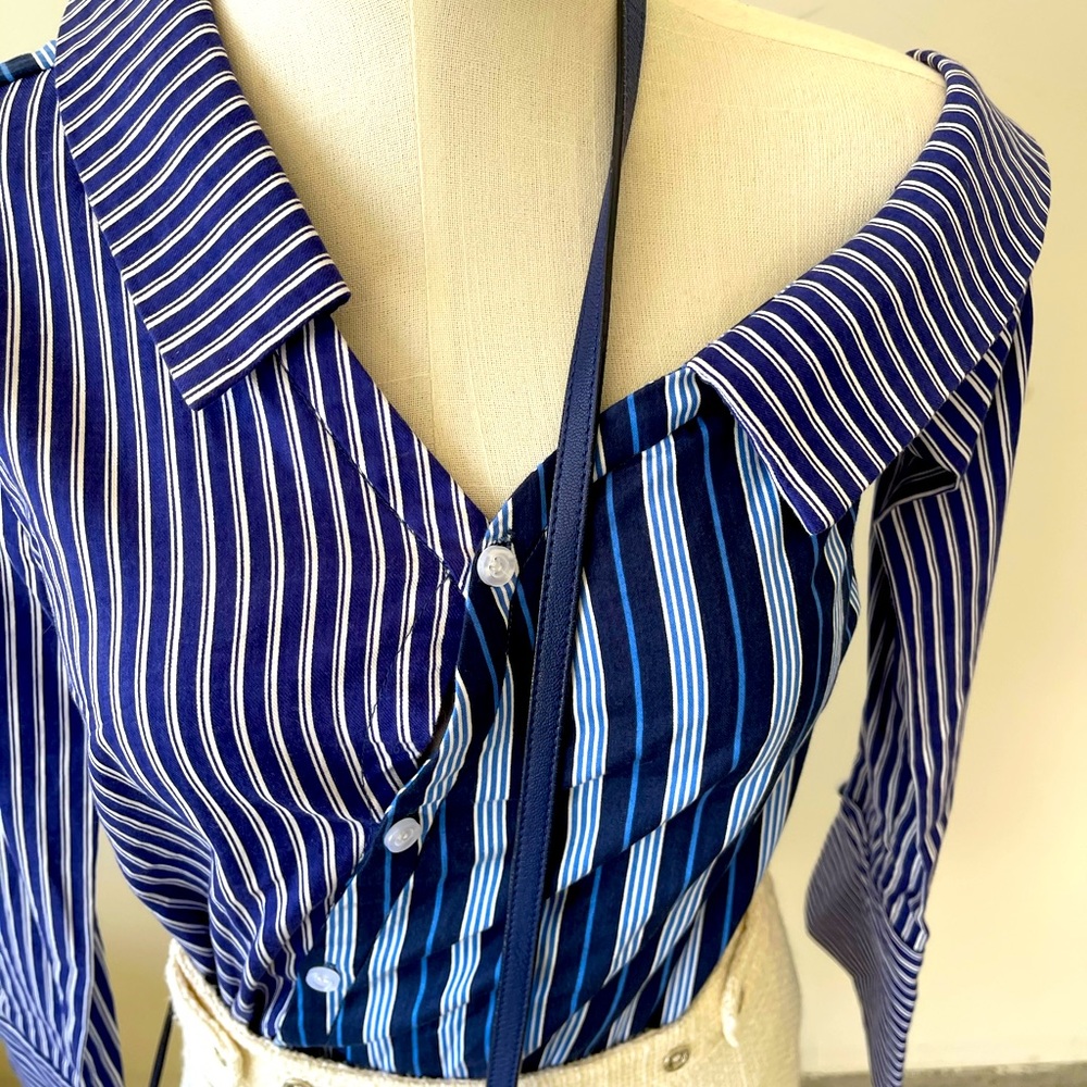 Lea and Viola off-the-shoulder stripped Blouse - Picture 1 of 6